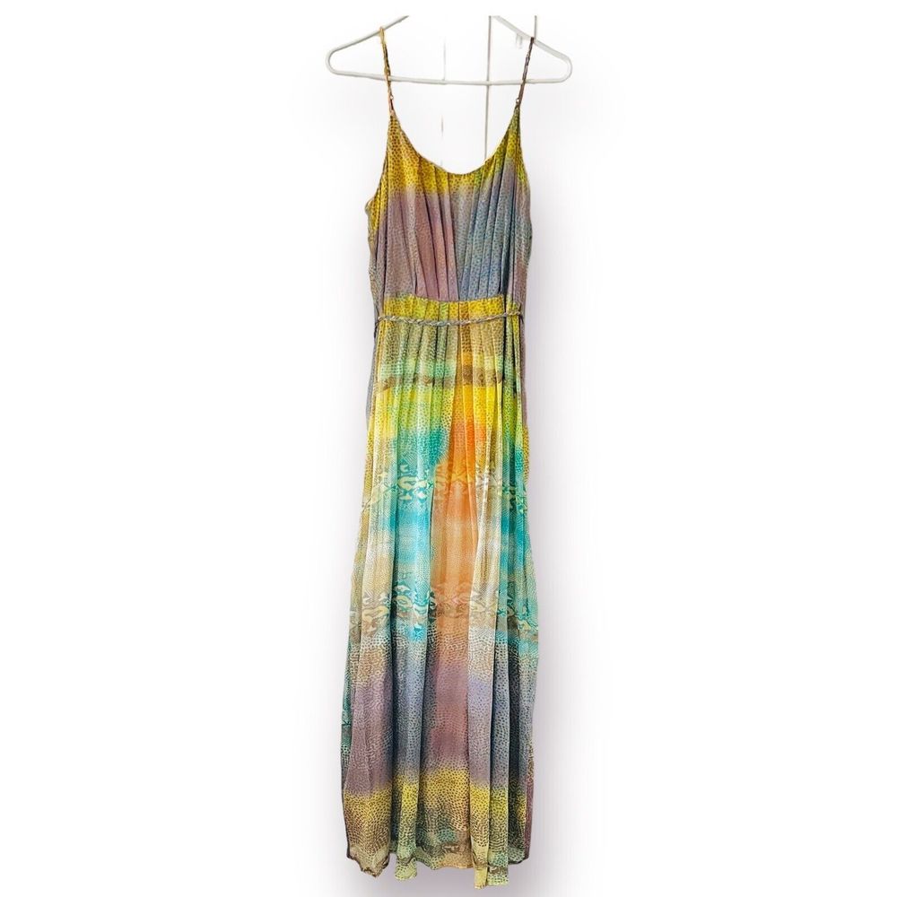 Charlie Jade Blue and Yellow Spaghetti Strap Maxi Dress